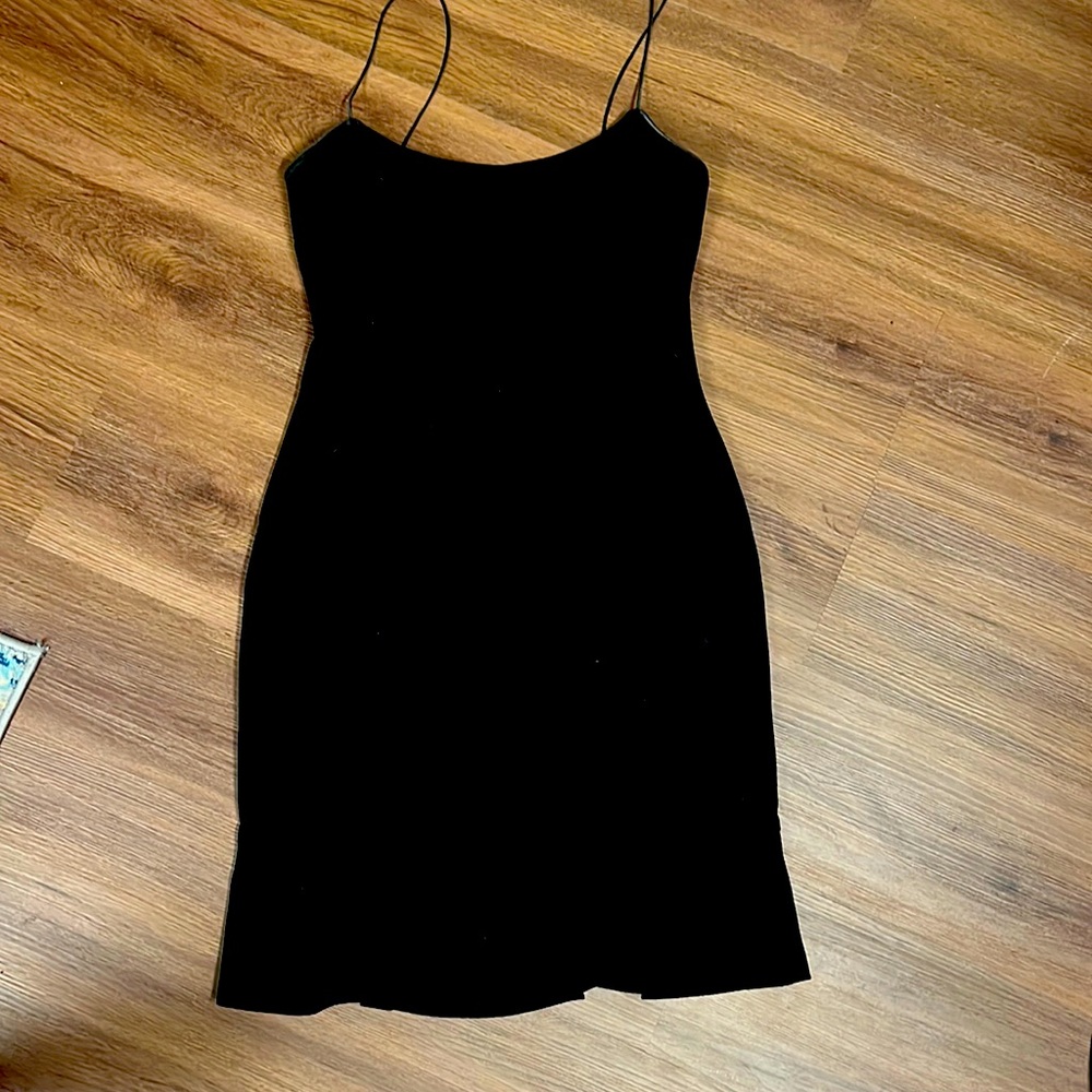 Likely Black Dress Spaghetti Strap Ruffle Bottom Sz 8